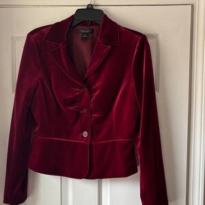 August Silk Deep Red Velvet Blazer